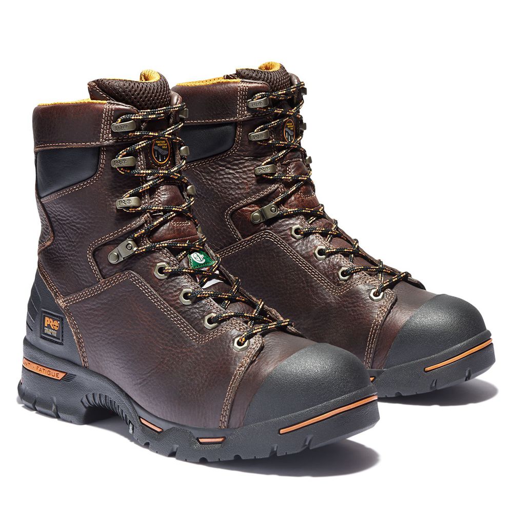 Timberland Μποτακια Εργασίας Ανδρικα Καφε - Pro® Endurance 8\" Steel Toe - Greece 4196852-OX